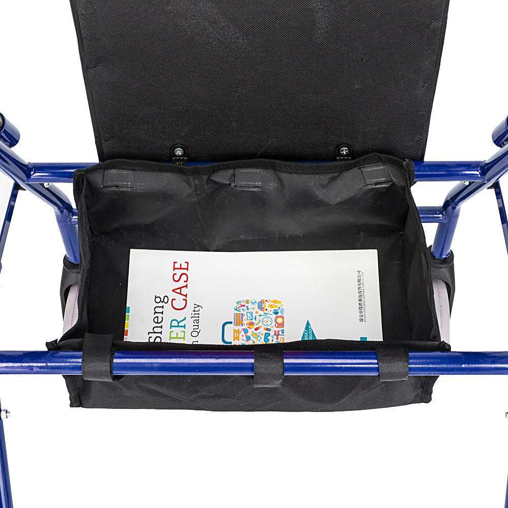 Adjustable Rolling Medical Walker with Padded Seat and Storage - Black & Blue