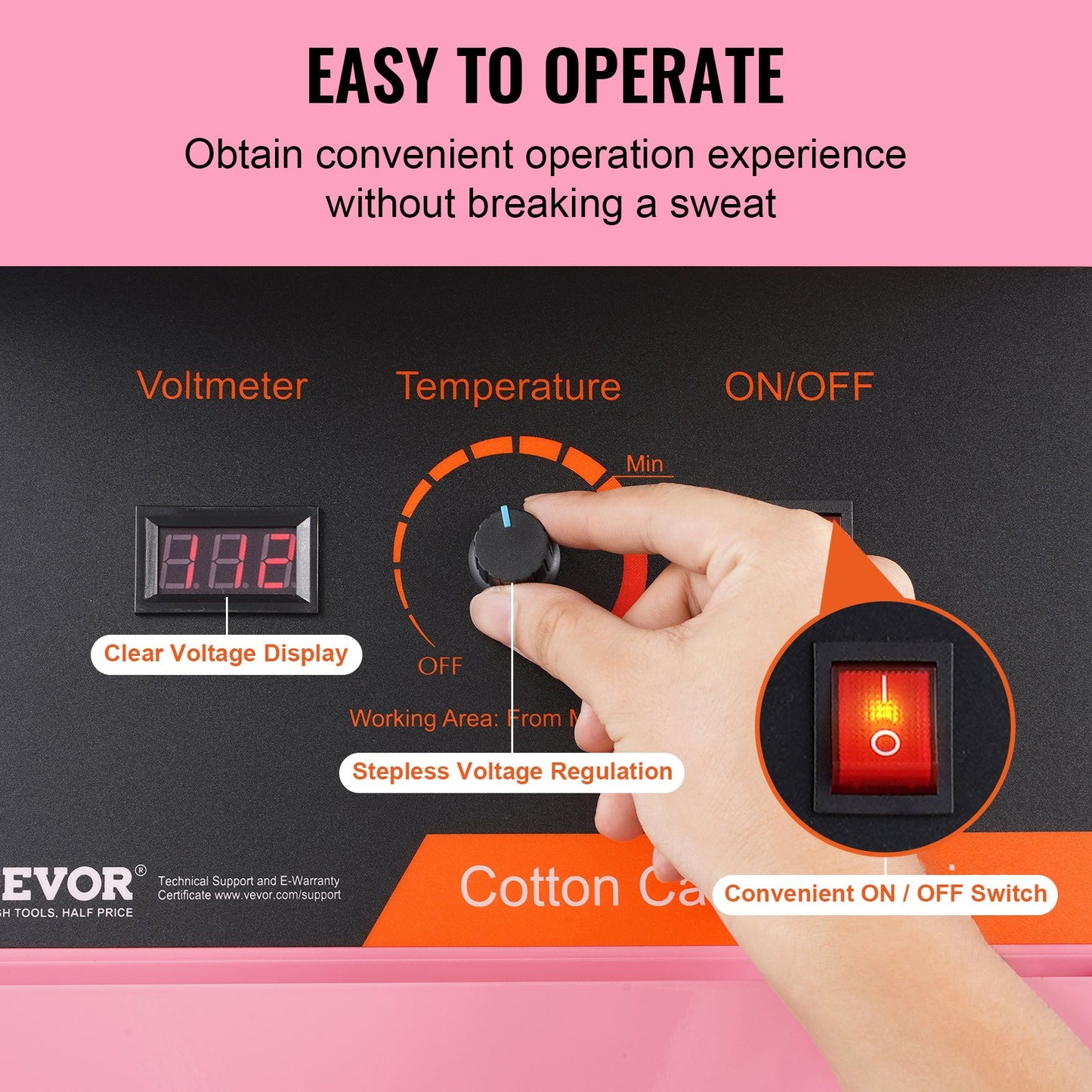 Pink Commercial Cotton Candy Machine 1000W Electric Candy Floss Maker for Home & Events