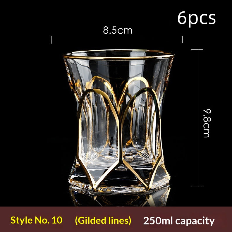 Large Gold-Trimmed Gin Crystal Glass - Vintage Drinkware for Bar & Kitchen