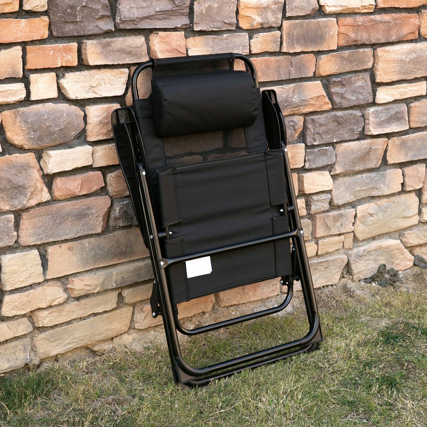 Folding Patio Dining Chairs Set of 2 - Adjustable Sling Back, Black