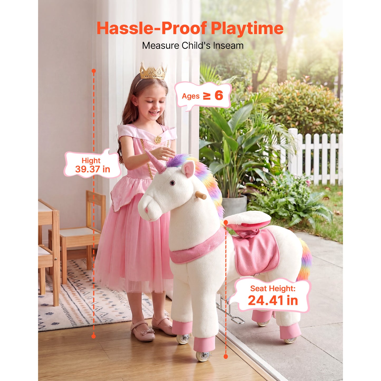Ride-On Unicorn Horse Toy for Kids - No Battery, Sturdy Pedals & Smooth Wheels