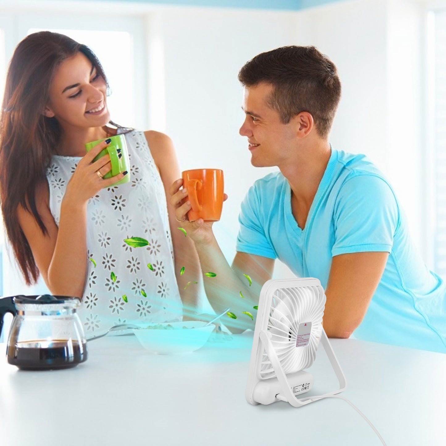 Rechargeable Mini Desktop Cooling Fan with LCD Display - 5 Modes