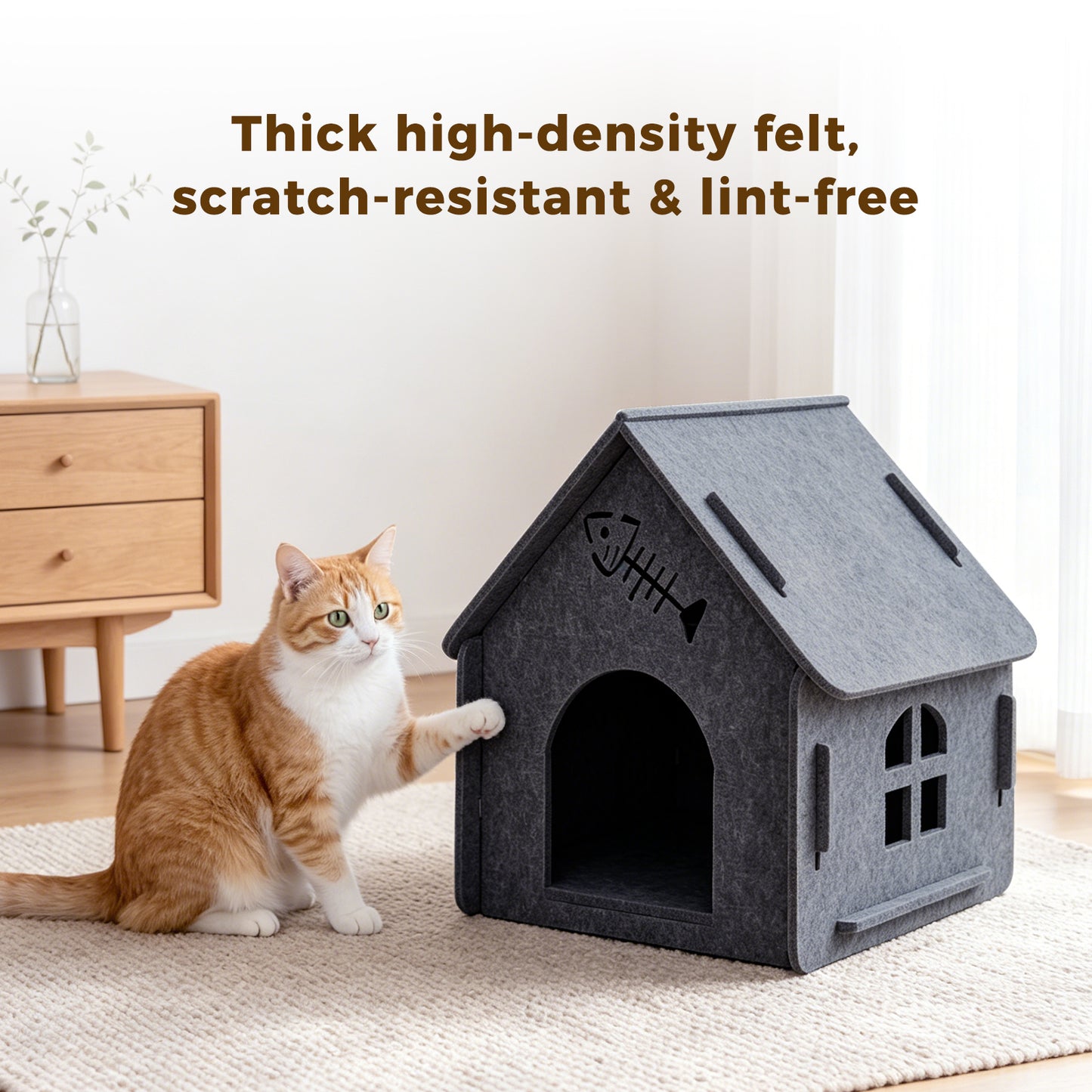 Pet Cat House with Self Pickup - Soft Cozy Cat Shelter in Multiple Colors