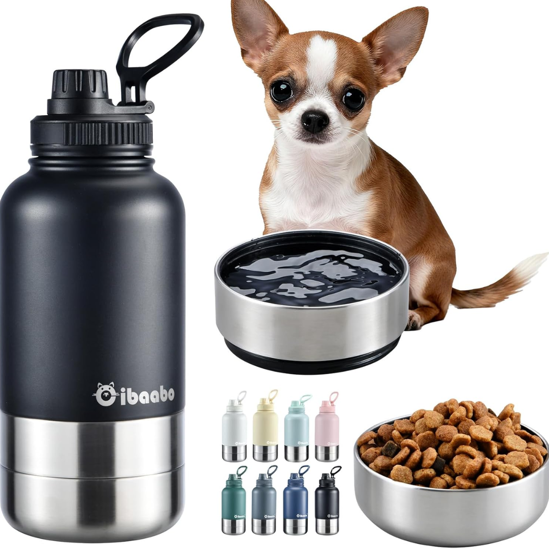 32oz Insulated Dog Water Bottle with 2 Bowls Portable Pet Hydration for Travel