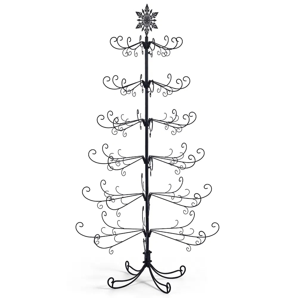 6ft Black Iron Christmas Tree with Snowflake Topper