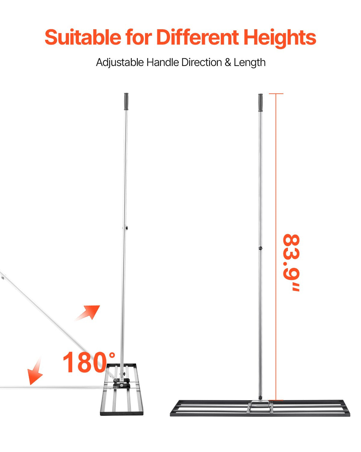 Heavy Duty Lawn Leveling Rake with Adjustable Handle - 48x10in Yard Tool