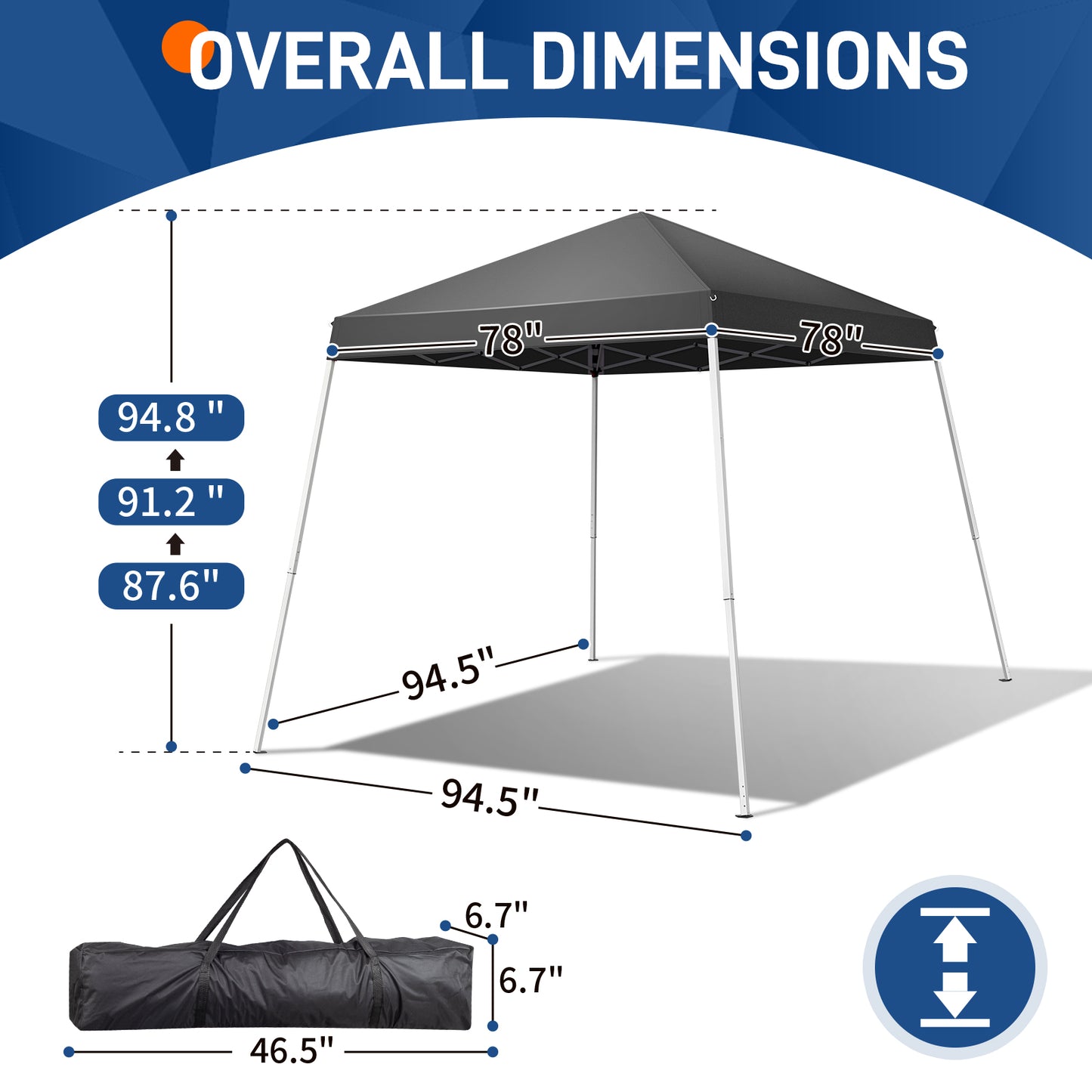 Portable Dark Gray Folding Canopy Gazebo - UV Resistant & Waterproof