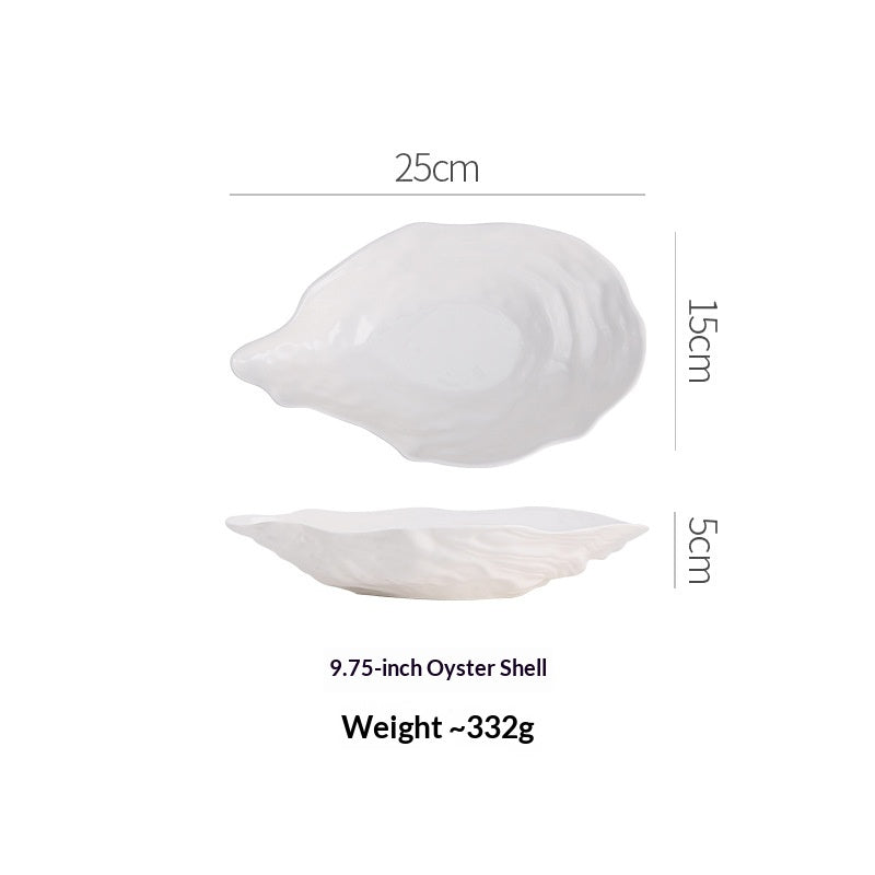 Oyster-Shaped Ceramic Salad Plate Set - Multiple Sizes, Elegant Kitchen Dinnerware