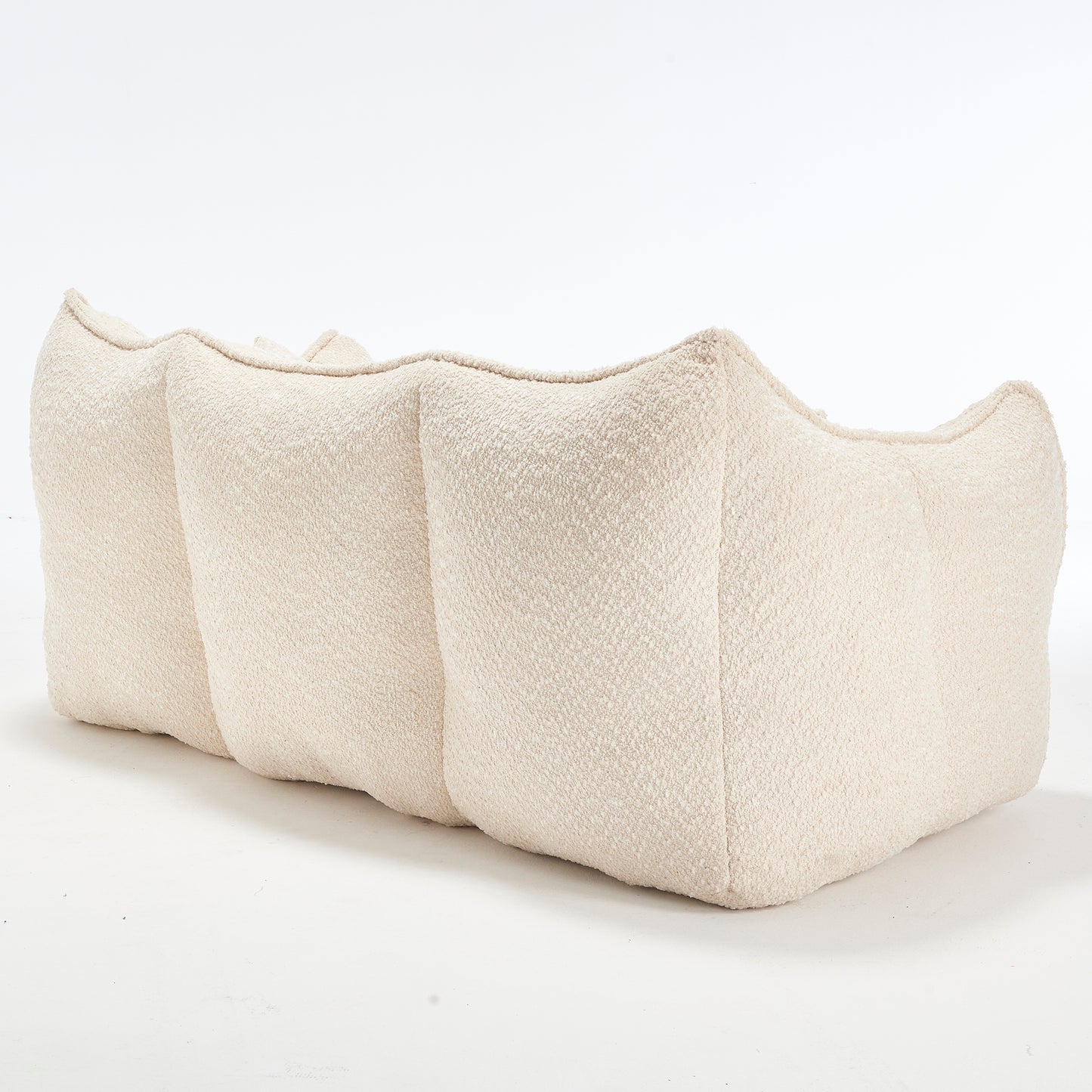 Soft Chenille Beanbag Chair for Two - Beige Recliner Sofa