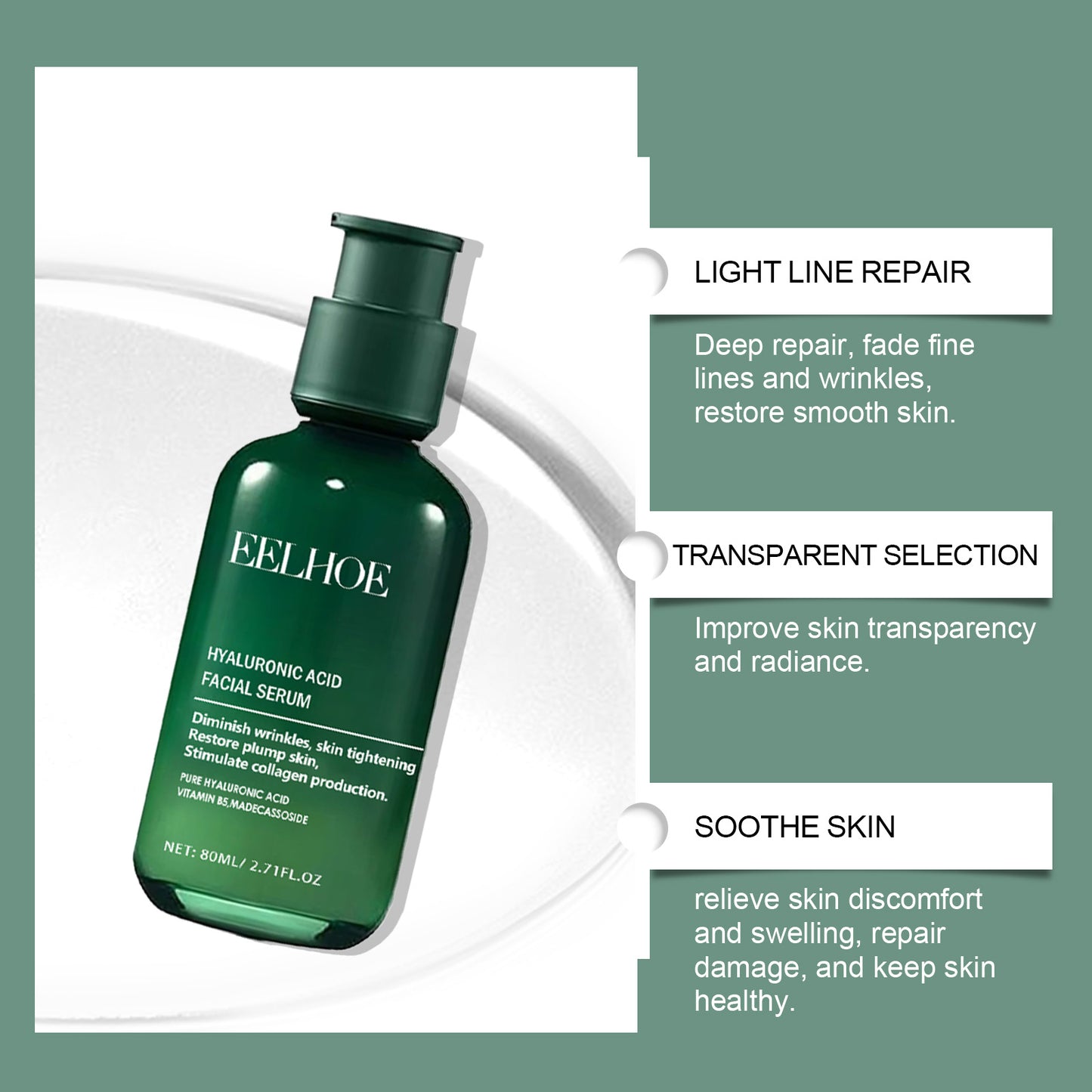 Hydrating Facial Serum with Hyaluronic Acid & Collagen - 80ml