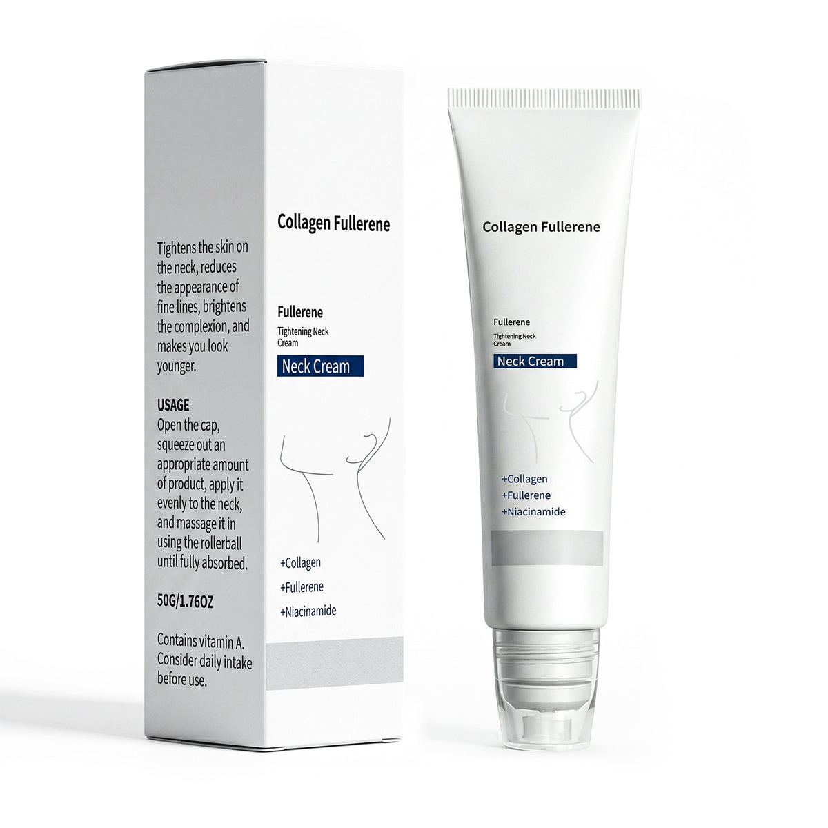 Collagen Neck Cream with Roller Massager, Anti-Aging Firming