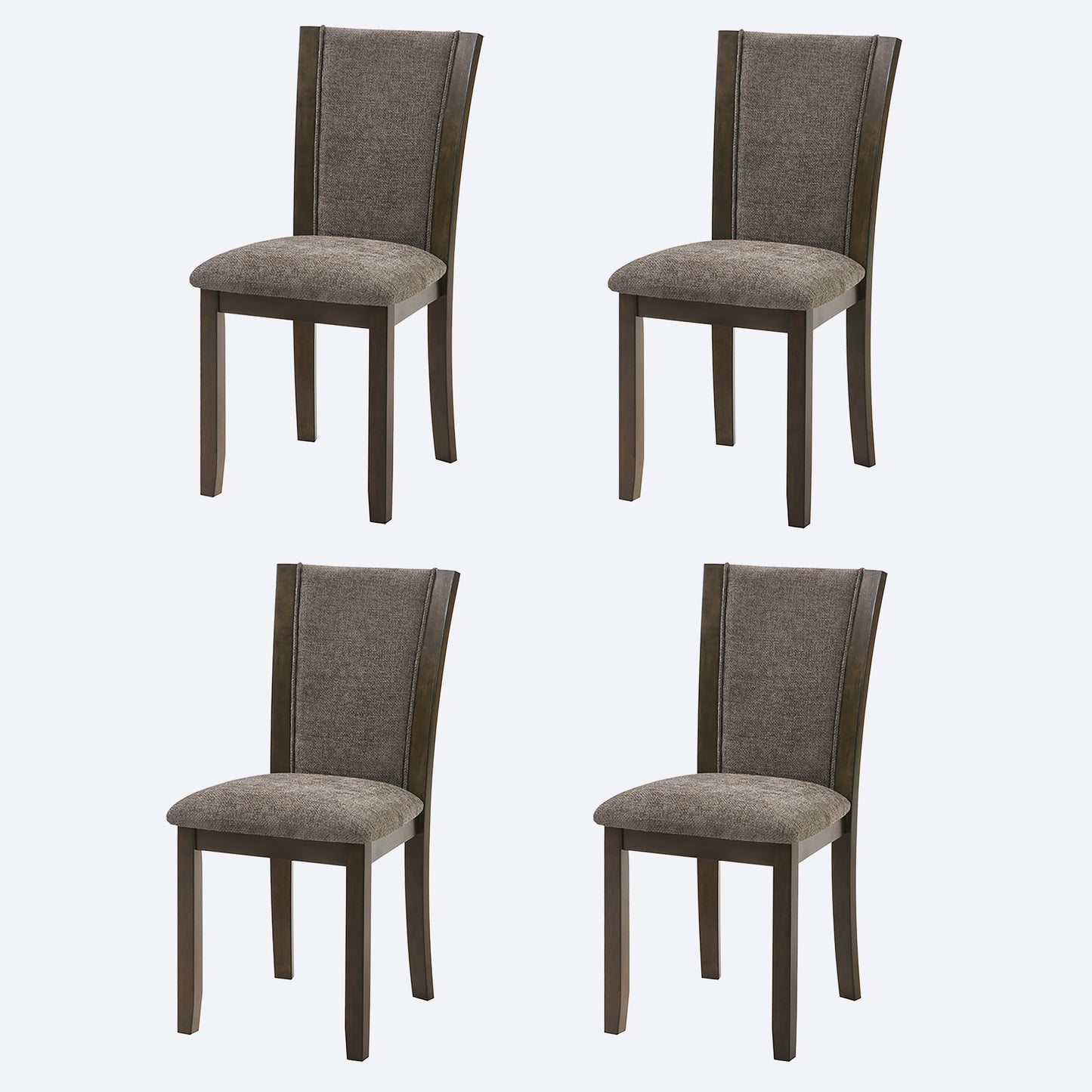 Wooden Dining Chairs Set of 4 with Padded Seats - Dark Walnut