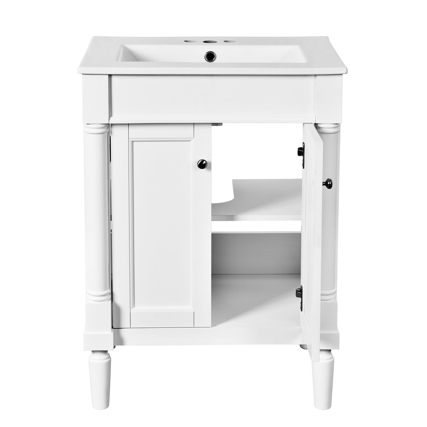 24-Inch Modern Bathroom Vanity with Ceramic Sink & Storage Cabinet