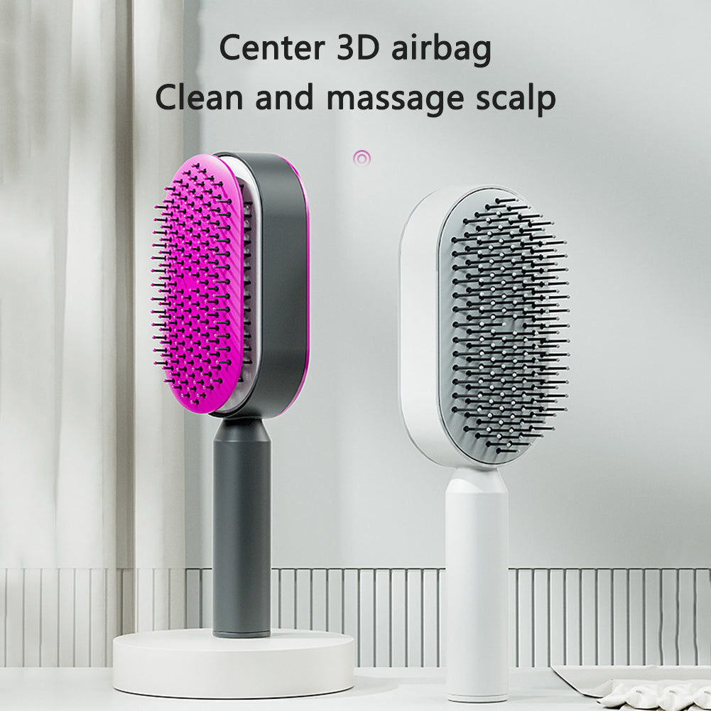 Self-Cleaning Hair Brush with 3D Air Cushion for Scalp Massage & Detangling