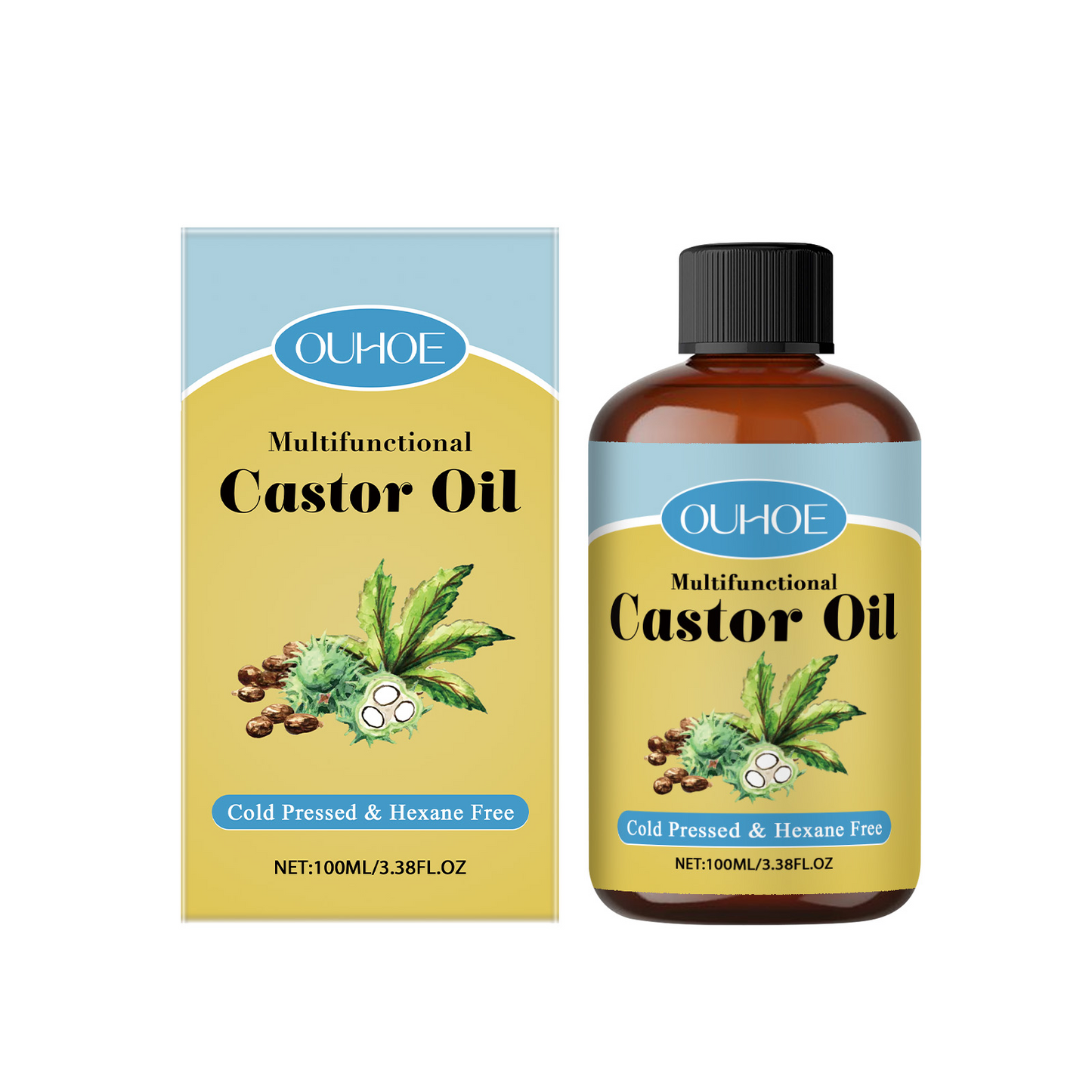 Organic Castor Oil - Moisturizing Treatment for Hair, Eyelashes & Skin