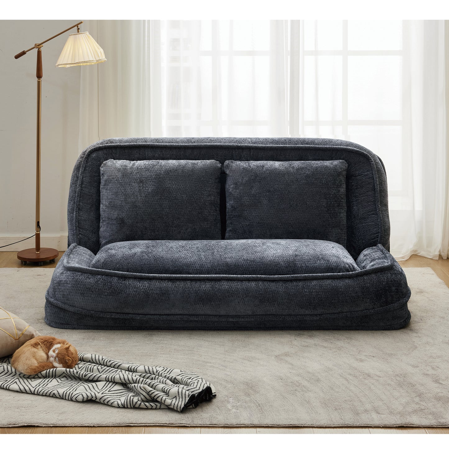 Double Lazy Sofa Dog Bed - Extra Large Loveseat in Dark Gray