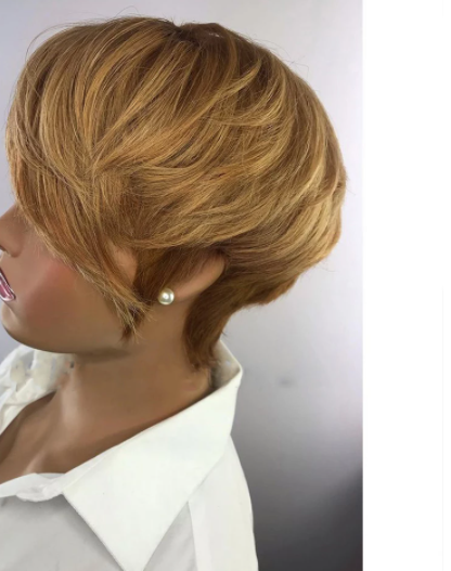 Oblique Bangs Wigs - Mixed Color Short Fluffy Synthetic Hair for Styling