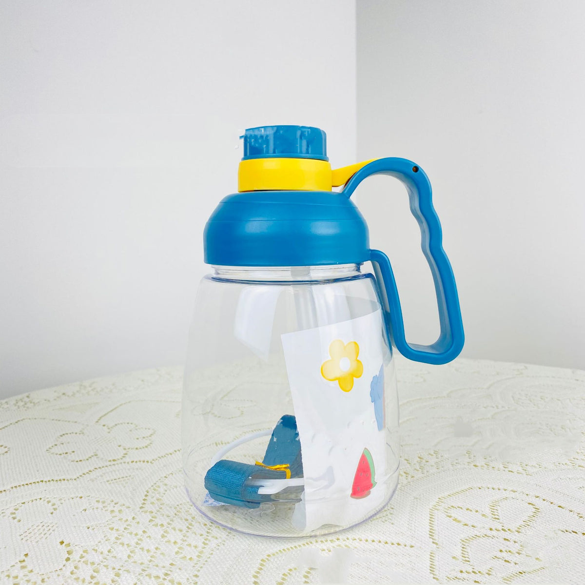 Large Capacity Plastic Water Bottle with Straw and Strap - 1100ML Sports Drinkware