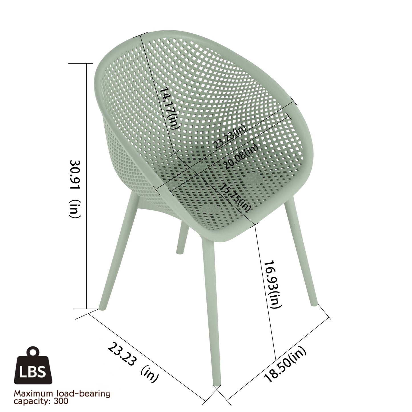 Modern Pale Green Lounge Chairs & Round Table Set - 2-Pack