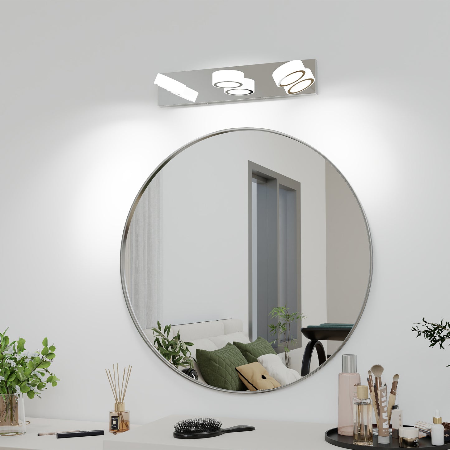 Modern 3-Light LED Vanity Light Fixture - White & Chrome