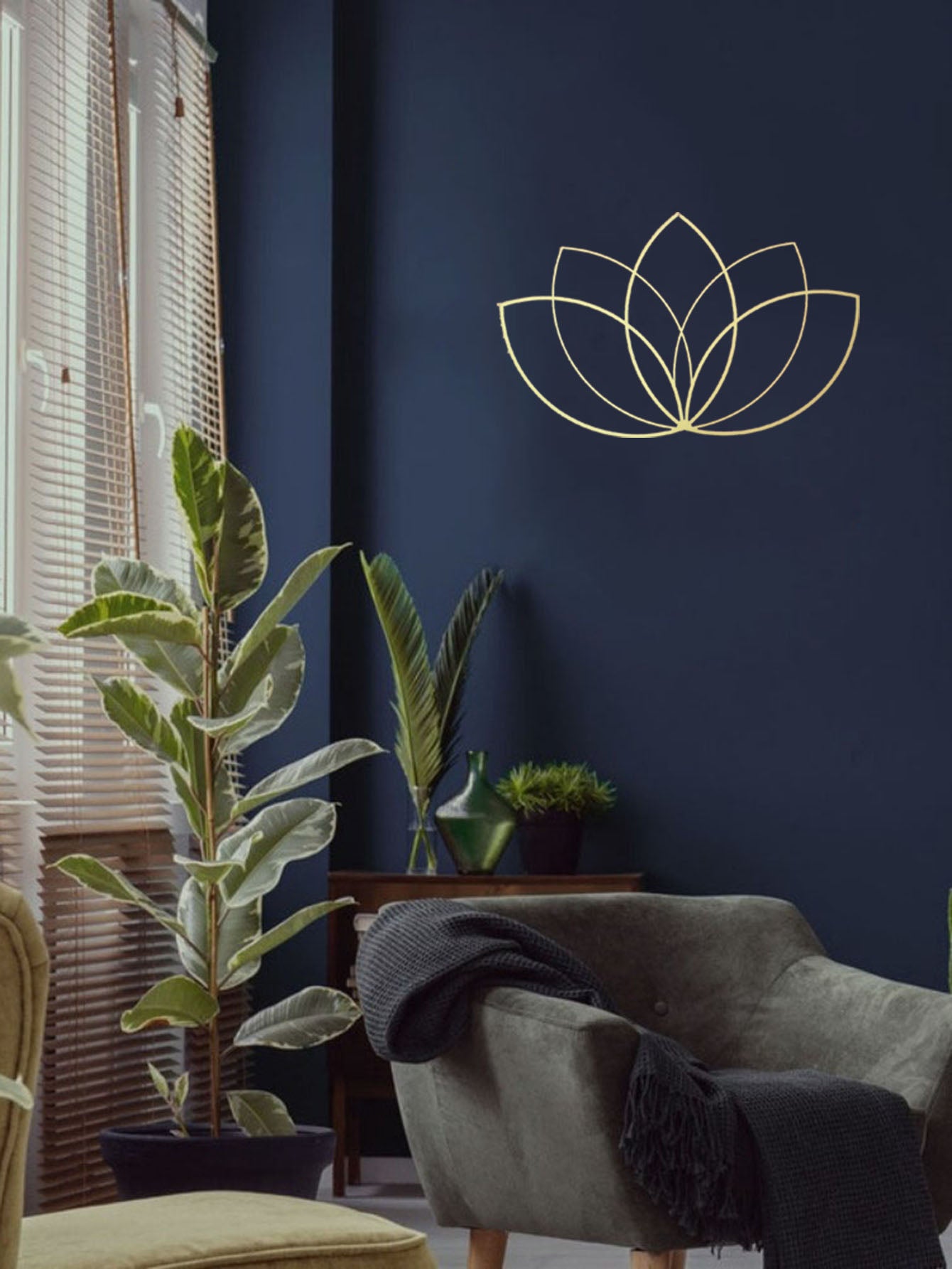 Gold Lotus Flower Wrought Iron Wall Art - Modern Zen Decor