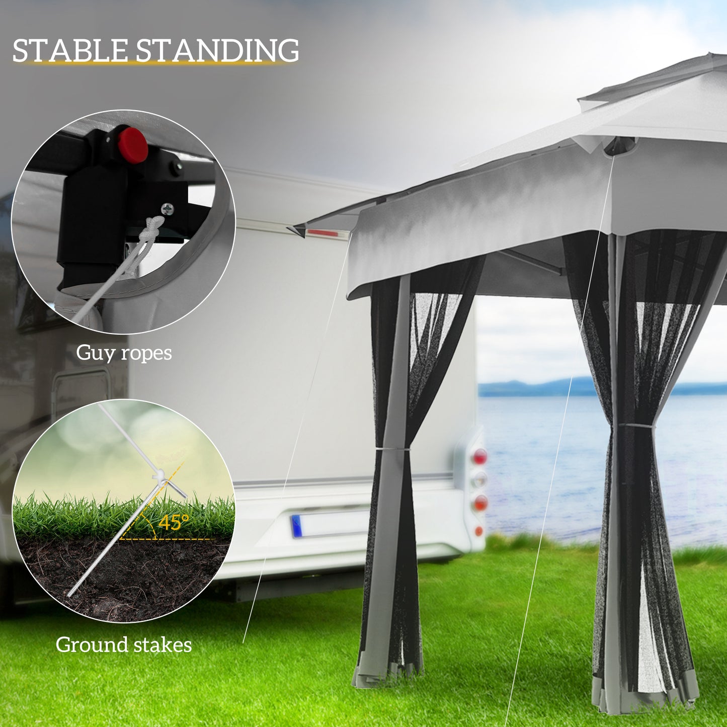 11x11 Portable Outdoor Patio Canopy with Mesh Privacy Netting