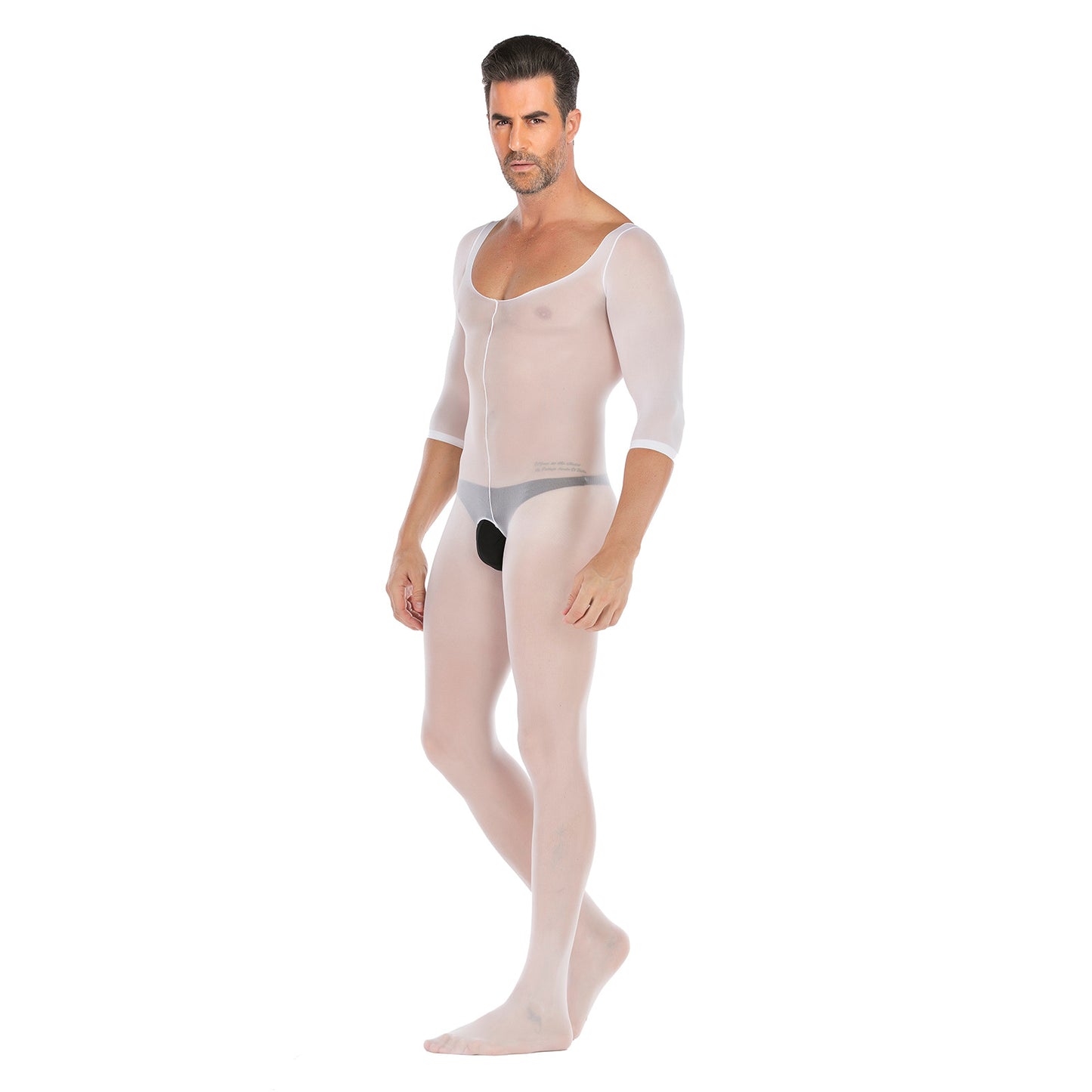 White Long Sleeve Jumpsuit for Men - Casual Wear, Comfortable Fit