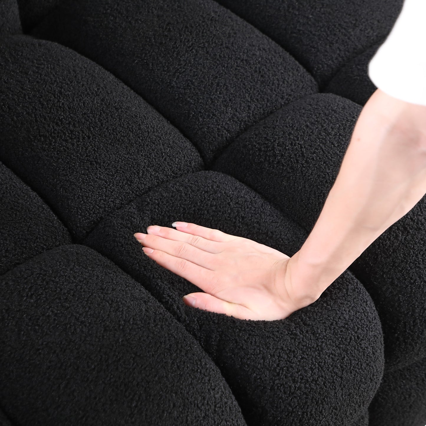 Boucle Sofa - 2 Seater, Black, Marshmallow Design, 62.2" Length