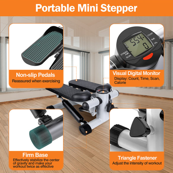 Mini Step Machine with Resistance Bands - 330.7LBS Capacity