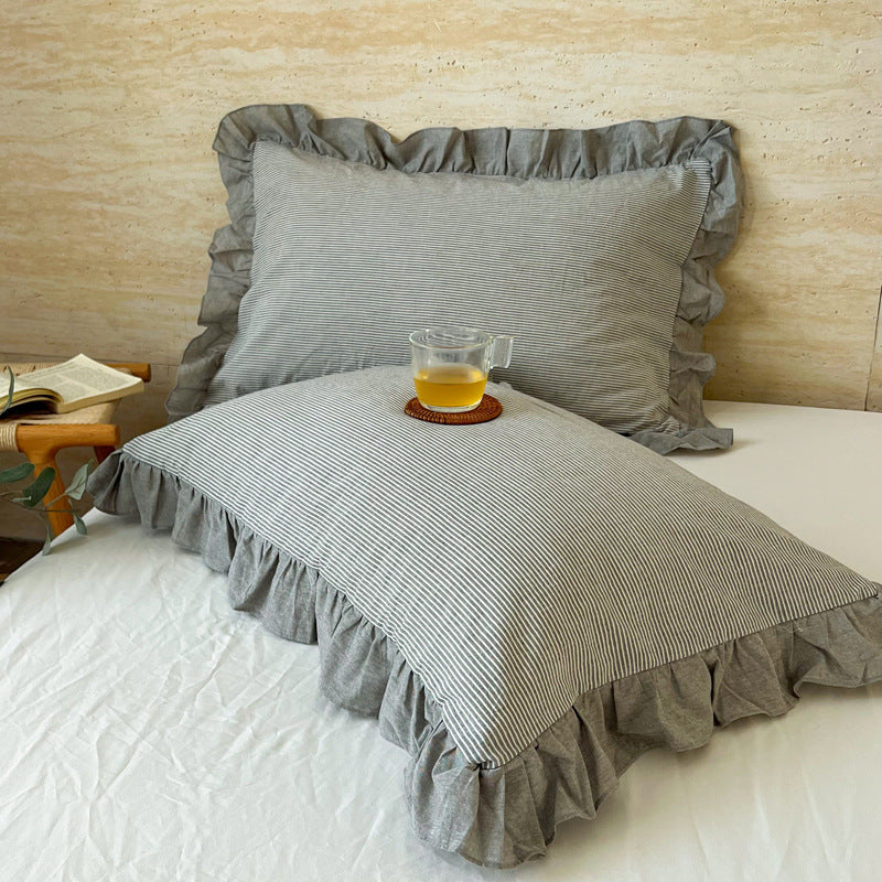 Washed Cotton Lace Pillowcase - Elegant Bedding Cover for Home Decor