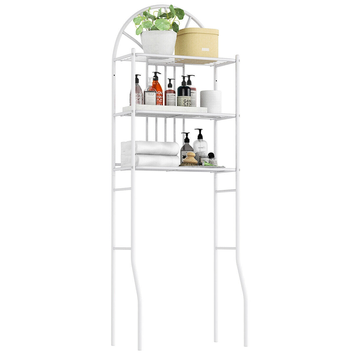 3-Tier Over-the-Toilet Bathroom Storage Rack - Durable Iron