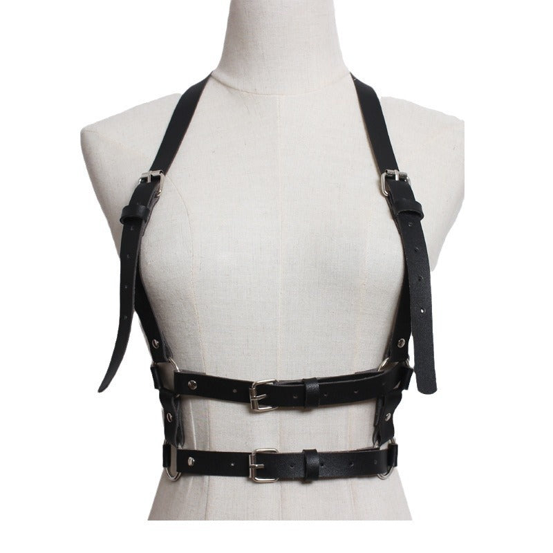 Men's Leather Suspender Chest Strap Belt for Adult Wellness - Adjustable