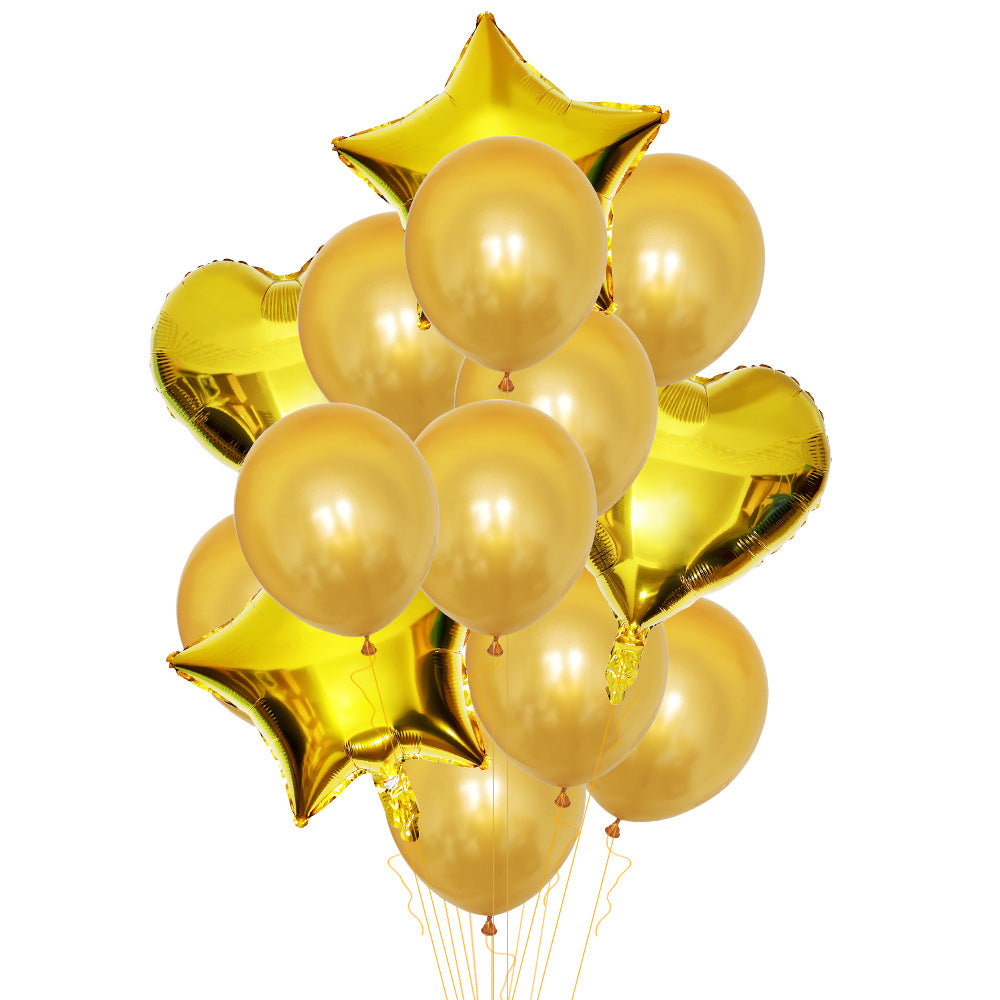 Love Five-Pointed Star Balloon Set - Assorted Metallic Latex & Foil Balloons