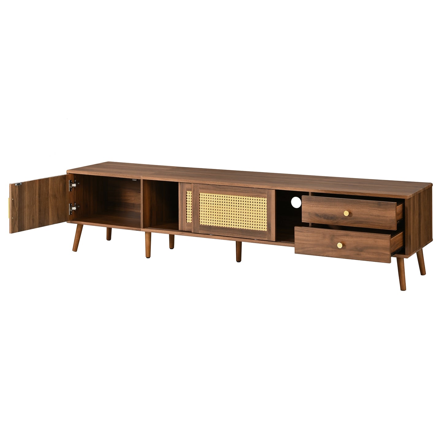 76" Modern Rattan TV Stand for TVs up to 85 Inches - Natural