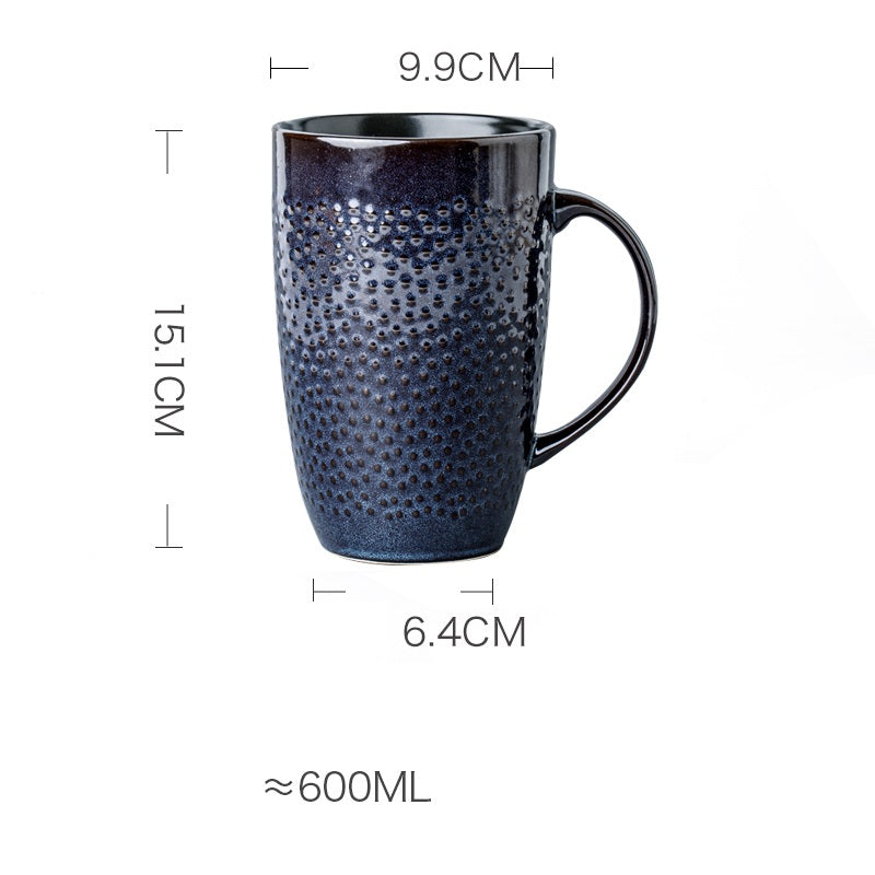 Large Capacity Ceramic Mug with Variable Glaze - Retro Kiln Style, 601ml