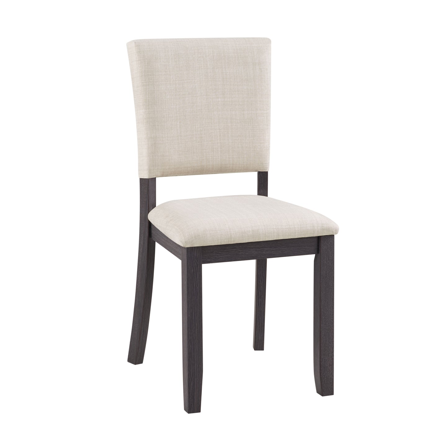 47.3" Round Dining Table Set with 4 Upholstered Chairs - Antique Black & Beige