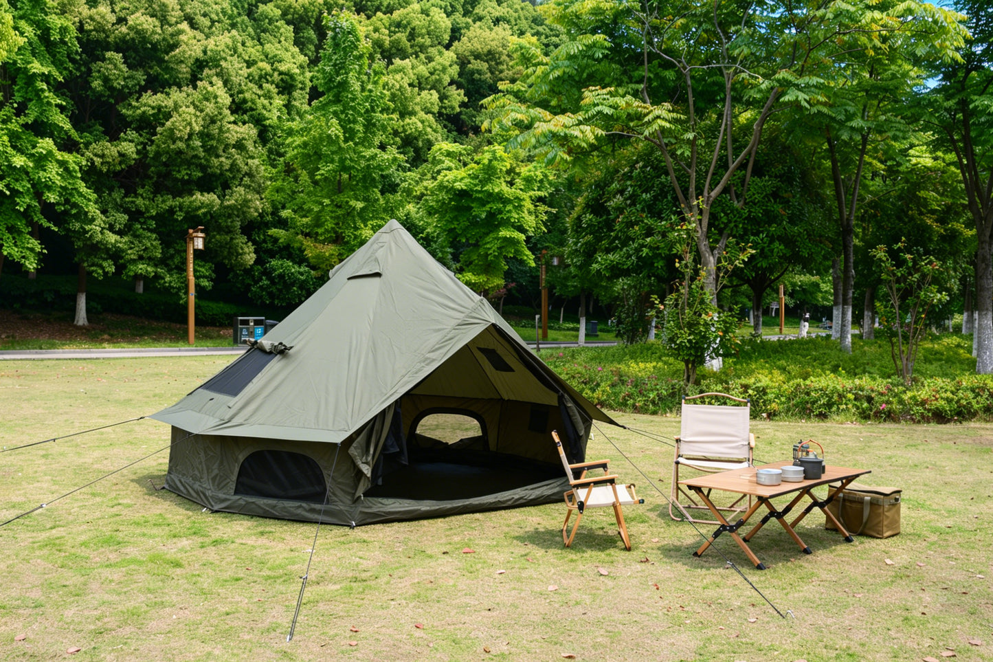 Spacious 9.8ft Oxford Bell Tent for Family Camping - Green