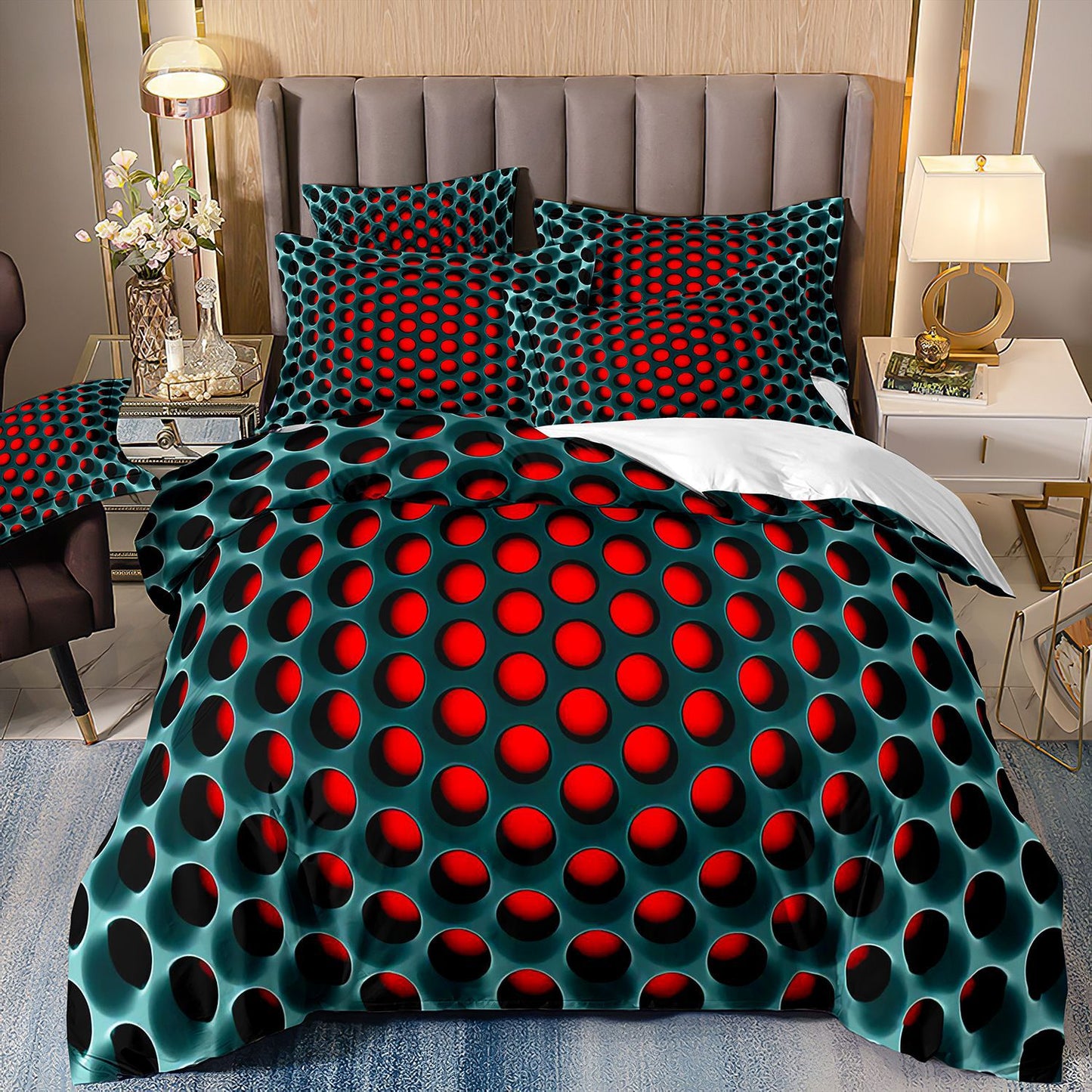 Digital Printed Geometric Duvet Cover Set - Light Gray Nordic Bedding