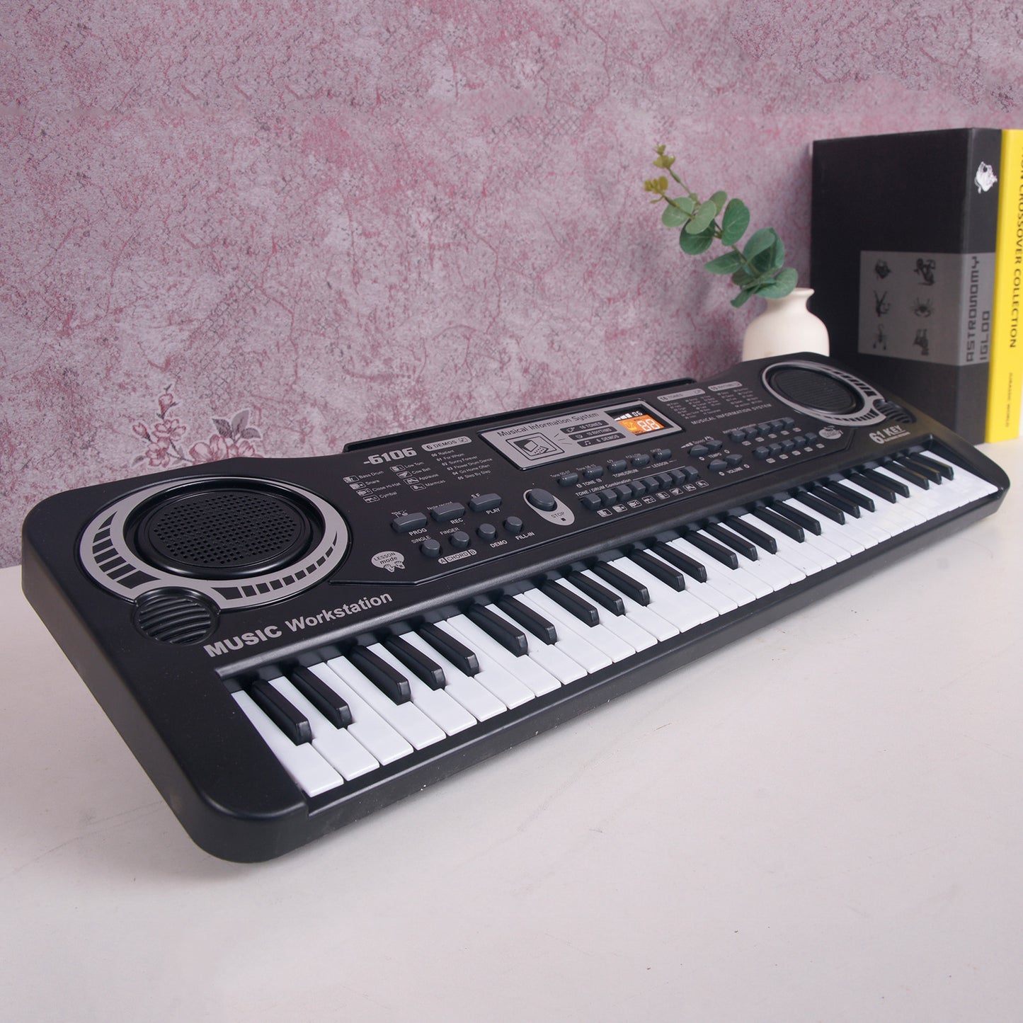 61-Key Digital Music Keyboard for Kids - Black Electric Piano