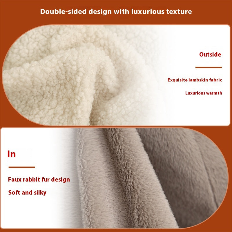 USB Heated Lambswool Blanket with Power Bank and Adapter - Size 150x80cm