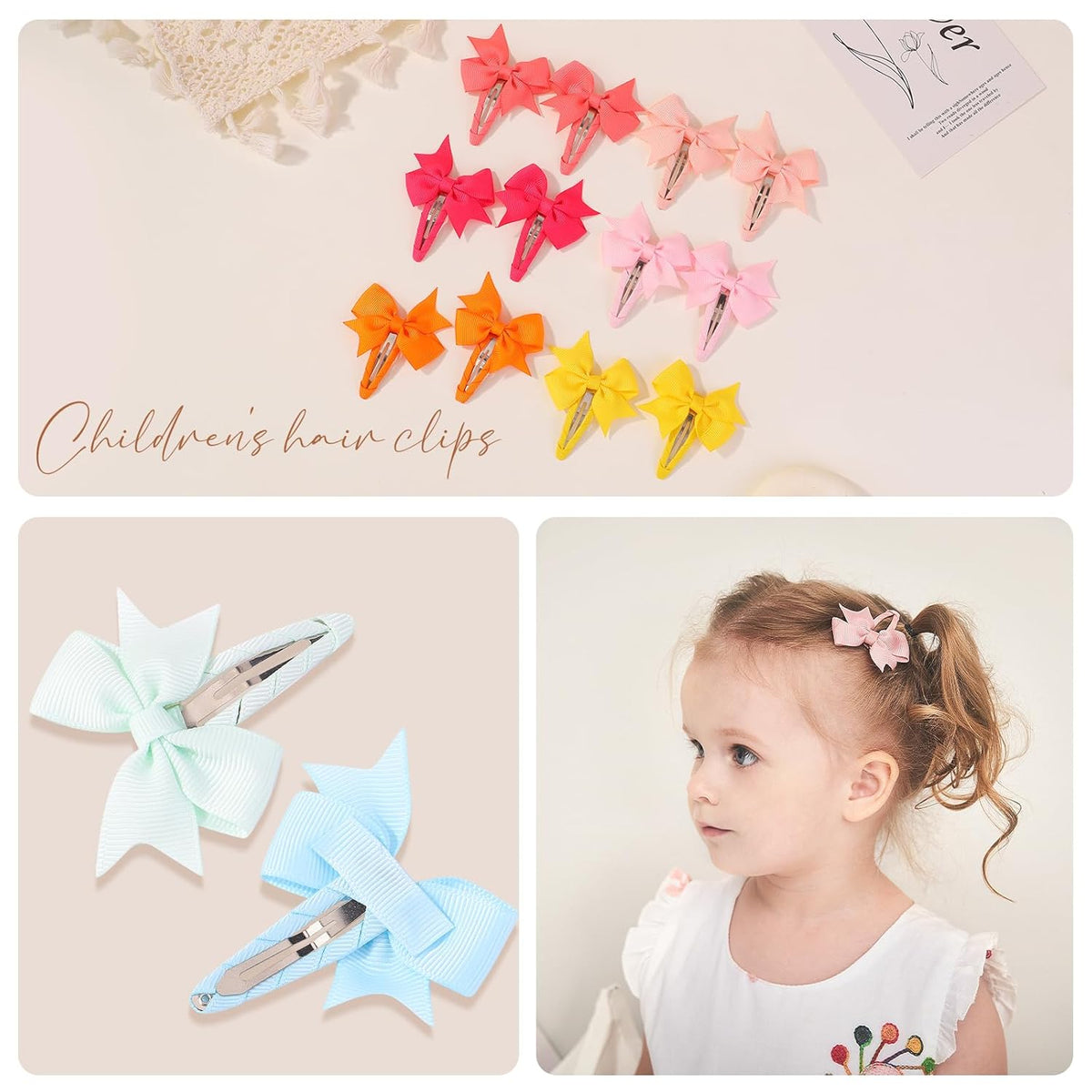 40Pc Baby Hair Bow Clips - Grosgrain Ribbon Snap Barrettes