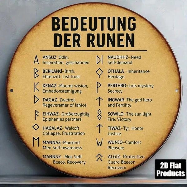 8-Inch German Rune Alphabet Wall Plaque - Viking Decor