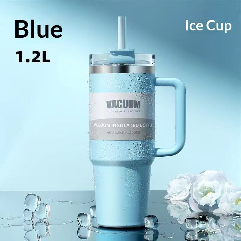 40oz Stainless Steel Iced Coffee Tumbler with Straw – Multiple Colors & 1200ml Capacity