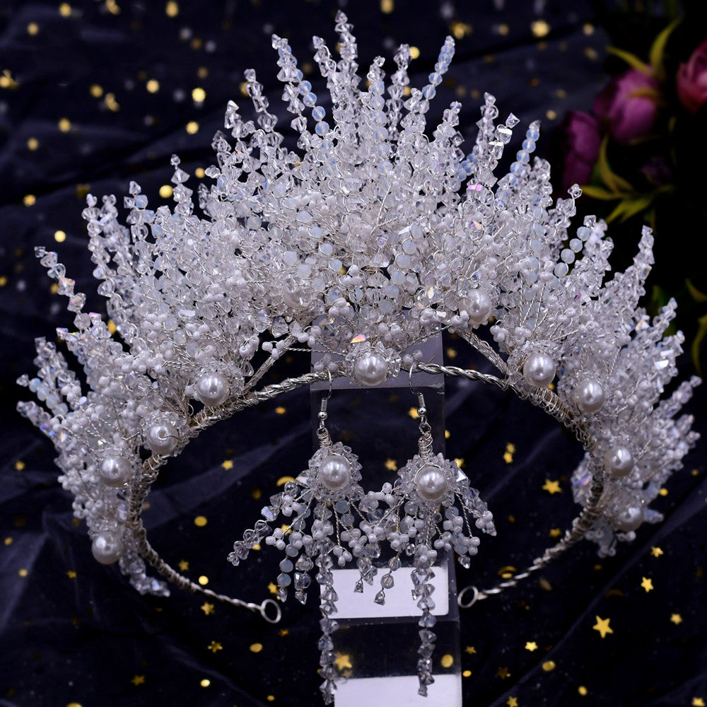 Silver Crystal Wedding Crown Tiara Headpiece