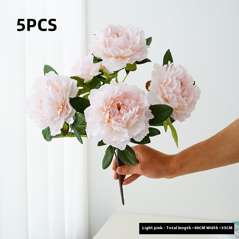 Artificial Flower Peony Bouquet 5-Head Silk Flower Arrangement for Home & Wedding