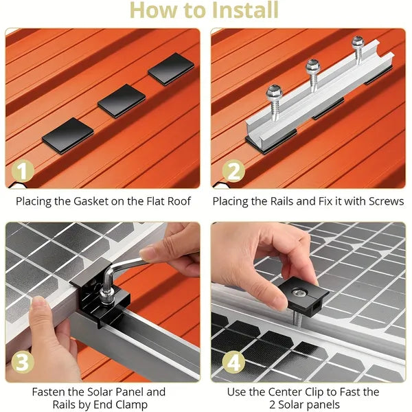 12cm U-Shaped Solar Panel Mounting Rails Bracket Set for PV Modules