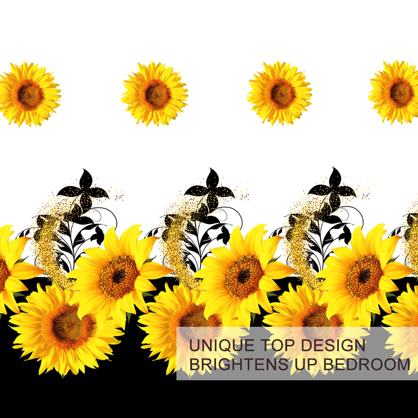 Sunflower Duvet Cover Set - 3 Pieces Black & White Bedding