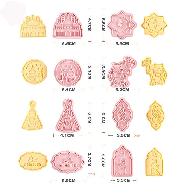 8-Piece Cookie Mold Set for Baking and Cake Decorating - Plastic Irregular Shapes