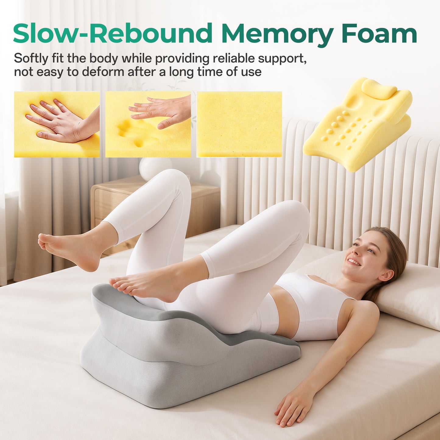 Ergonomic Memory Foam Support Pillow for Couples - Grey
