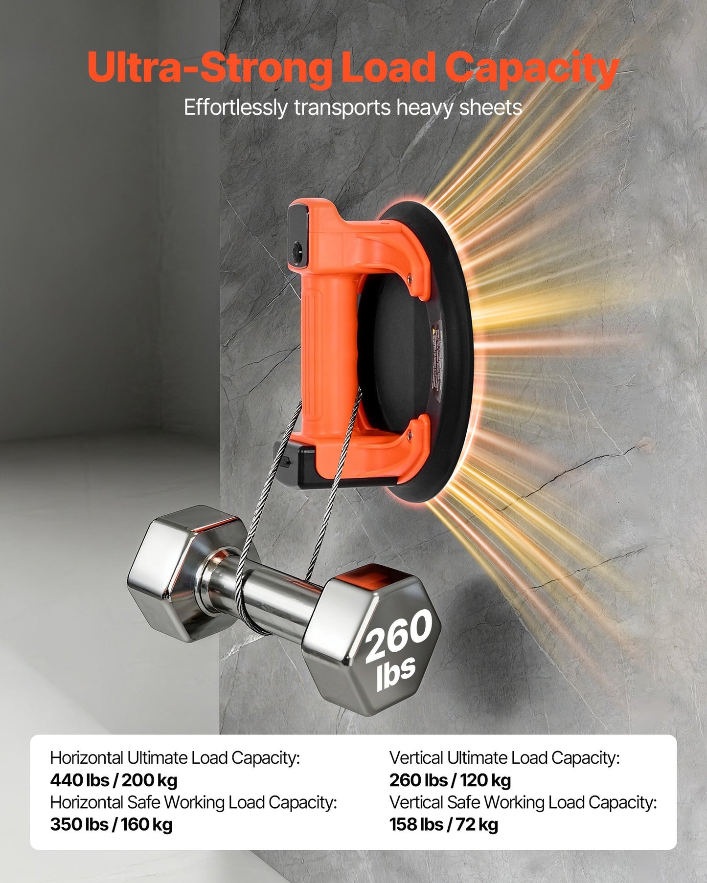 8-Inch Electric Vacuum Glass Lifter with Digital Display for Tile & Stone Lifting